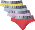 NUDUS Men's Cotton Underwear Pack of 4 Briefs - Soft Low-Rise Comfort