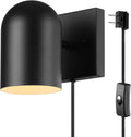 1-Light Plug-In or Hardwire Wall Sconce, Matte Black - Modern Lighting