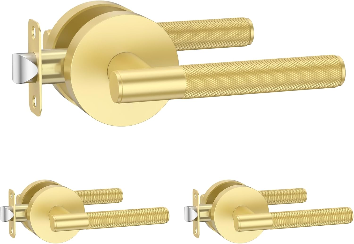 Brushed Gold Passage Door Handles for Hall and Office Areas