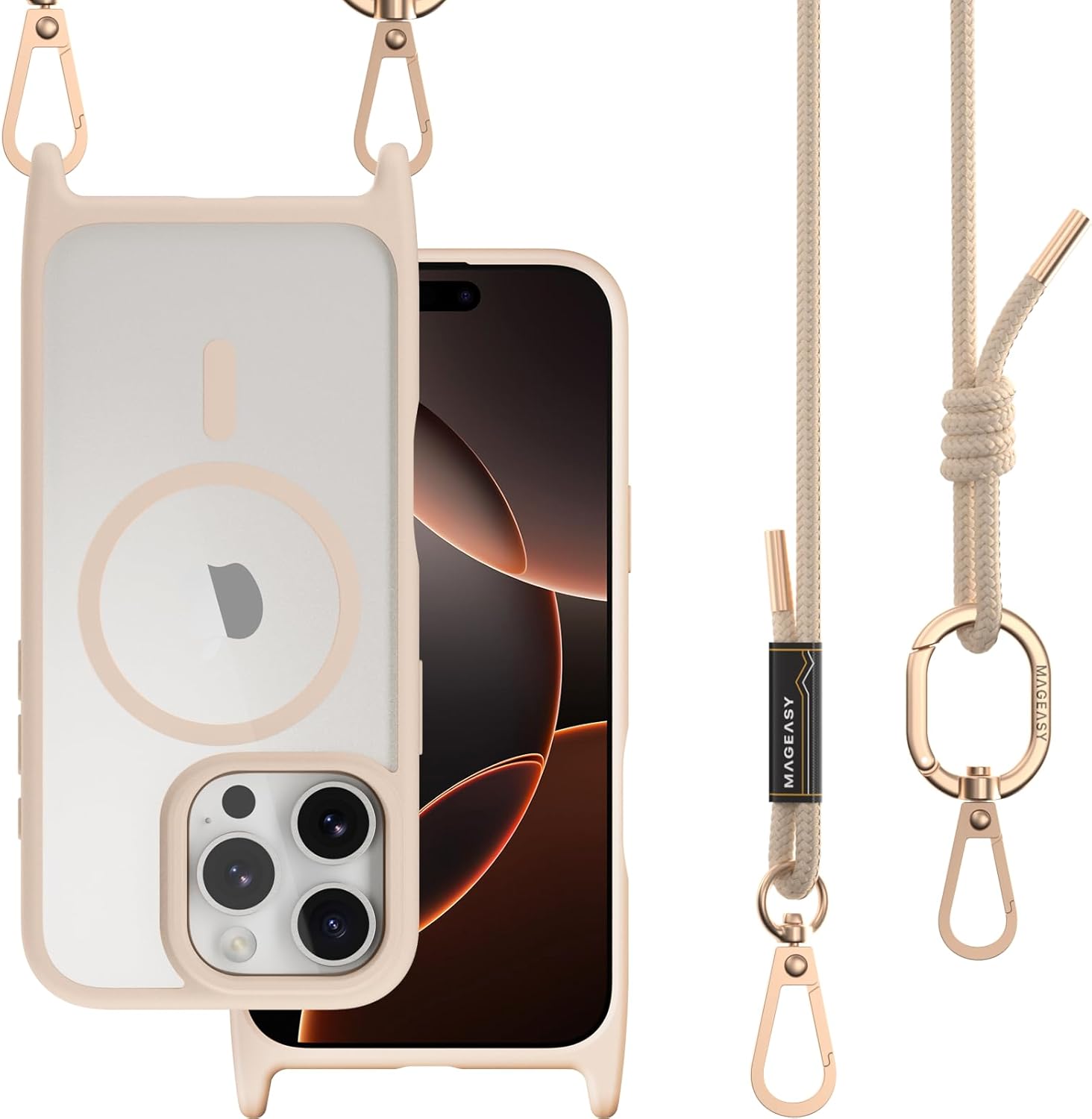 MAGEASY Case for iPhone 16 Pro with Crossbody Strap & Protection