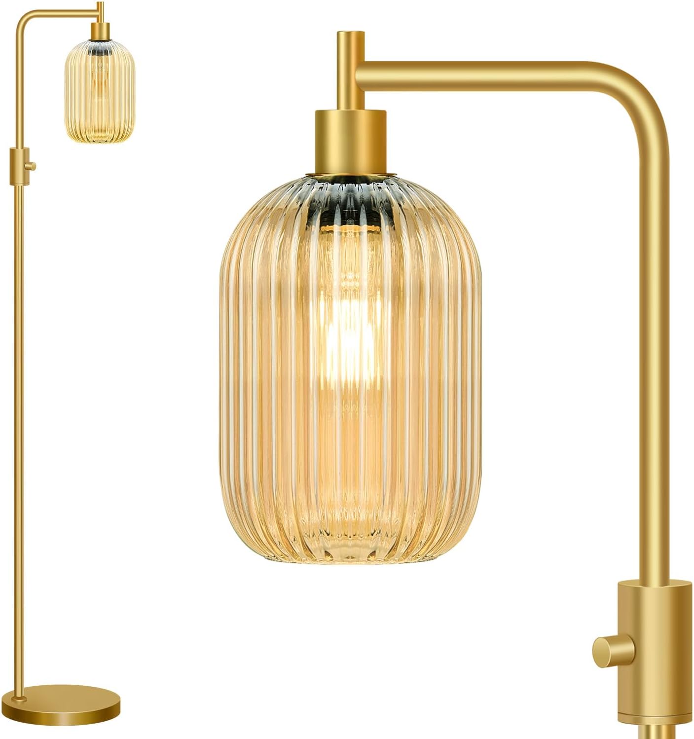 Upgraded Dimmable Glass Floor Lamp for Living Room Lighting