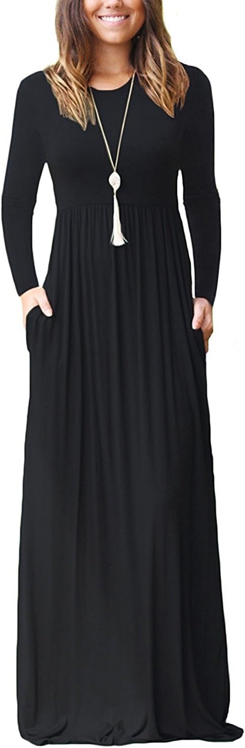 VIISHOW Women's Long Sleeve Maxi Dresses with Pockets for Casual Wear
