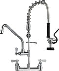 25in Height Commercial Wall Mount Faucet with Pre-Rinse Sprayer