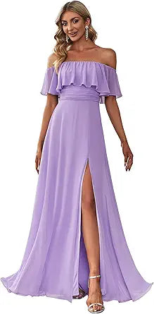 Ever-Pretty Off The Shoulder Ruffle Maxi Dress for Summer Fun