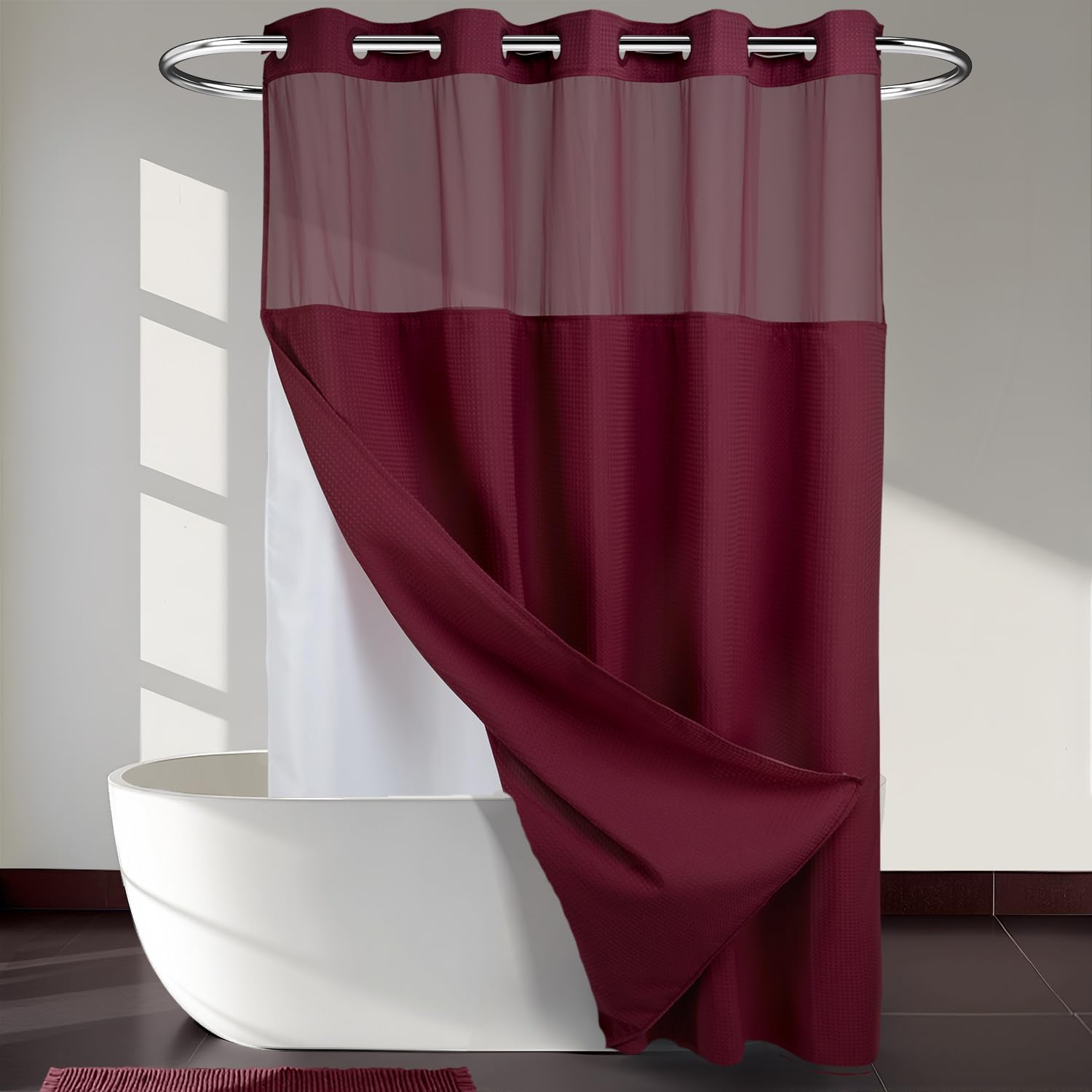 River Dream Heavyweight Dotted Waffle Weave Shower Curtain