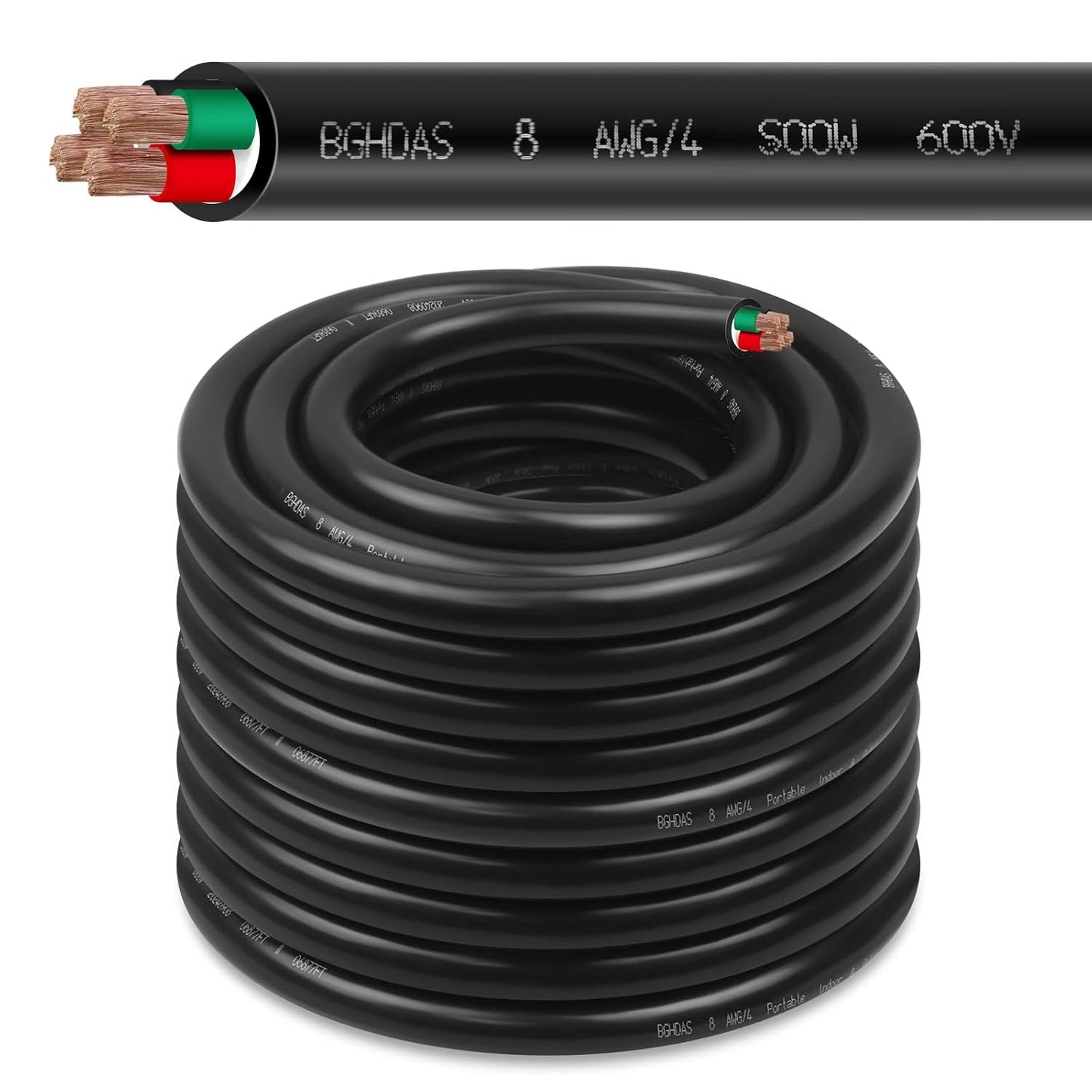 75ft 8/4 8 AWG Portable Power Cable for Generators and More
