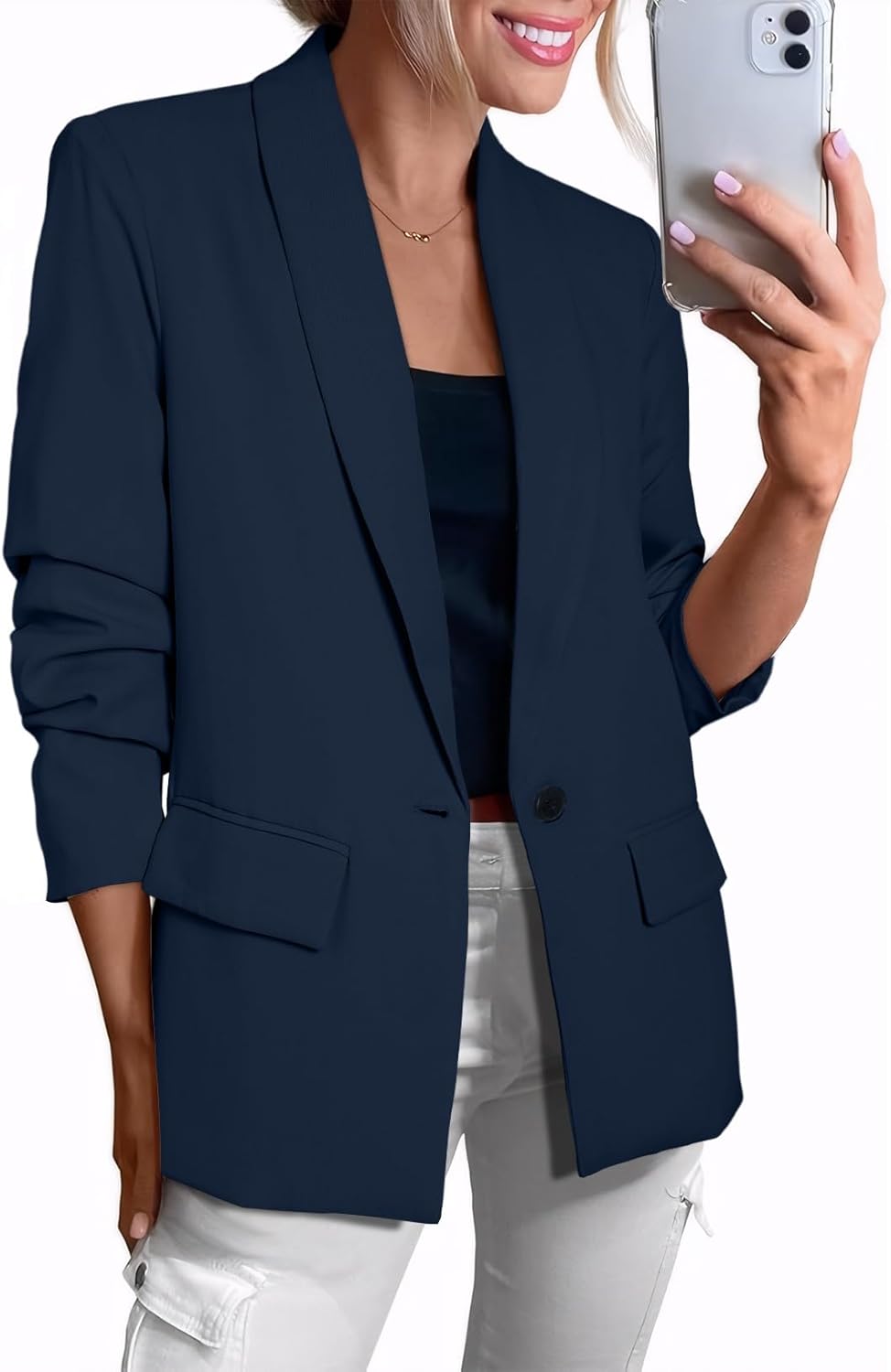Happy Sailed Womens Long Sleeve Blazer for Office and Casual Wear