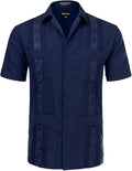 Allsense Men's Short-Sleeve Button-Down Cuban Guayabera Shirt front