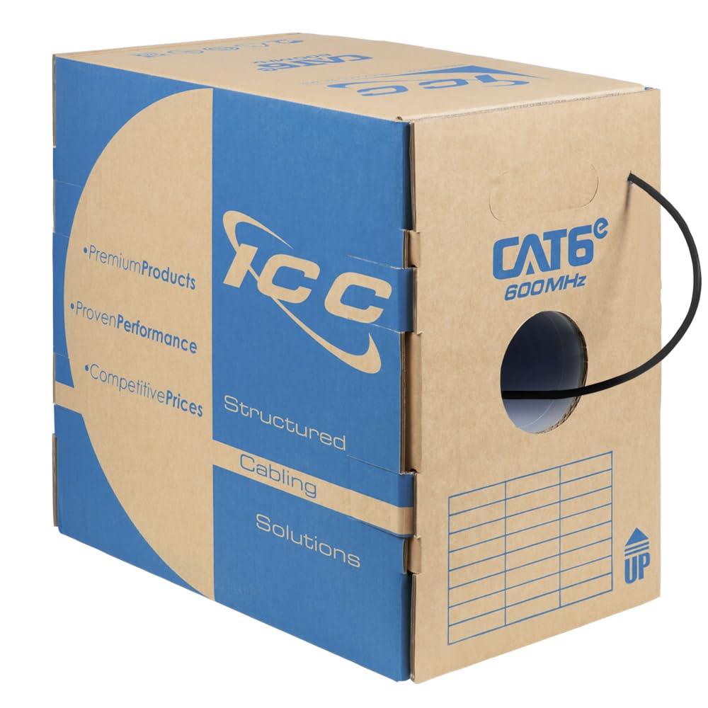 ICC Cat6e CMR Riser 1000ft Bulk Ethernet Cable for Networking