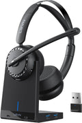 LEVN Wireless Headset with Mic for Work - AI Noise Cancelling