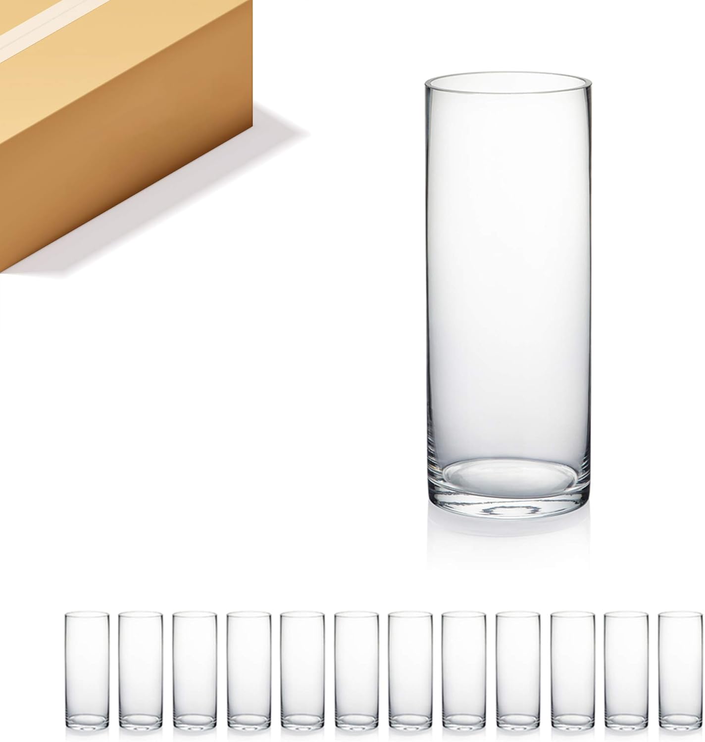 Quality Thick Weighted Clear Cylinder Glass Vases for Weddings