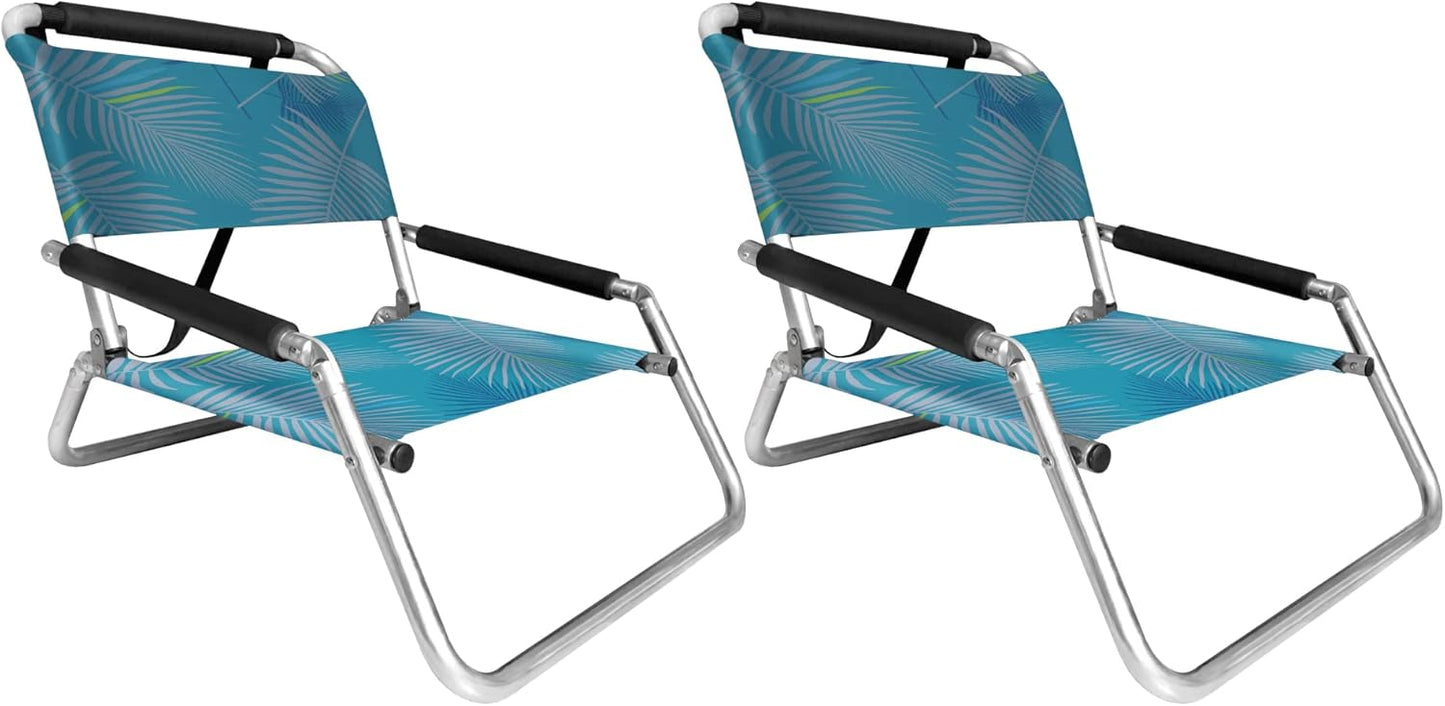 Neso Lightweight Water Resistant Beach Chairs - 2 Pack Aqua Fronds