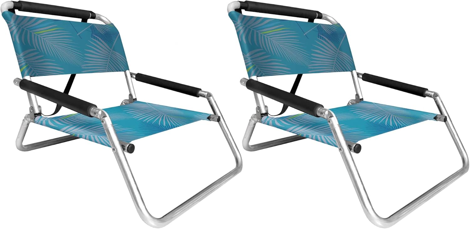 Neso Lightweight Water Resistant Beach Chairs - 2 Pack Aqua Fronds