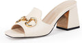 gihubafuil Women's Chunky Heel Peep Toe Mules - Comfortable Summer