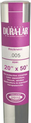 Grafix Dura-Lar 0.005 in Ultra Clear Film 20 in x50 ft - Durable, Heat