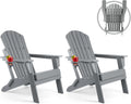 Folding Adirondack Chair Set of 2 - Foldable HDPE Fire Pit Chairs