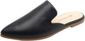 Womens Pointed Toe Flat Mules - Soft PU Leather Slip-On Loafers