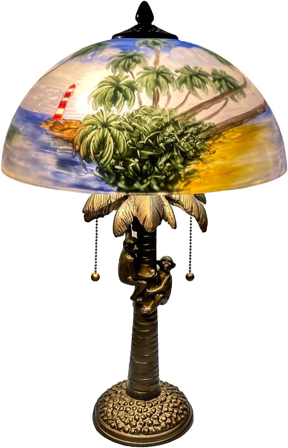 Bieye Tropical Beach Glass Table Lamp - Monkey Harvesting Coconuts