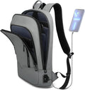hk Slim Business Backpack with USB Charger for Men, Grey