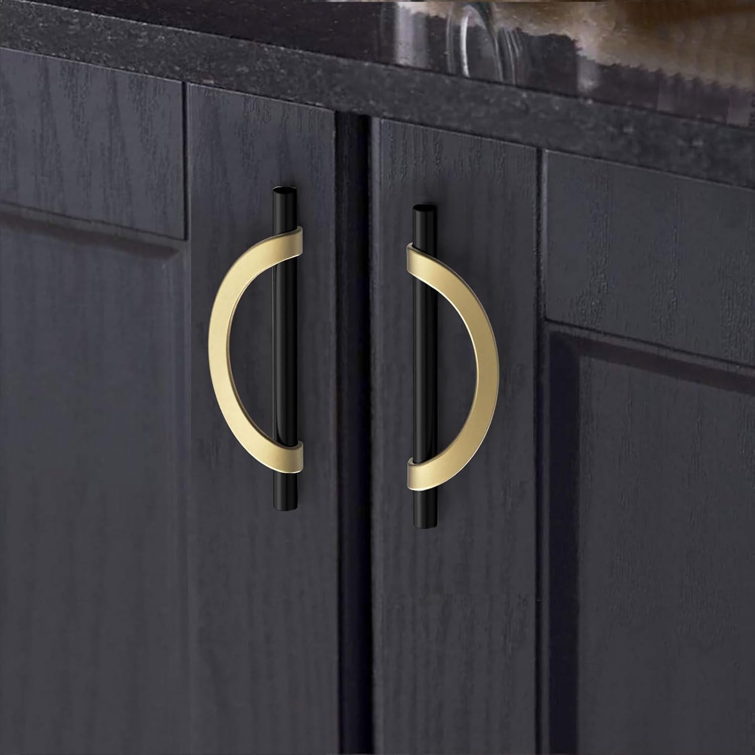 Stylish Matte Black and Gold Cabinet Pulls for Elegant Homes