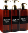 Soap Dispensers 16.9oz Plastic Bottles with Gold Pumps - Set of 3
