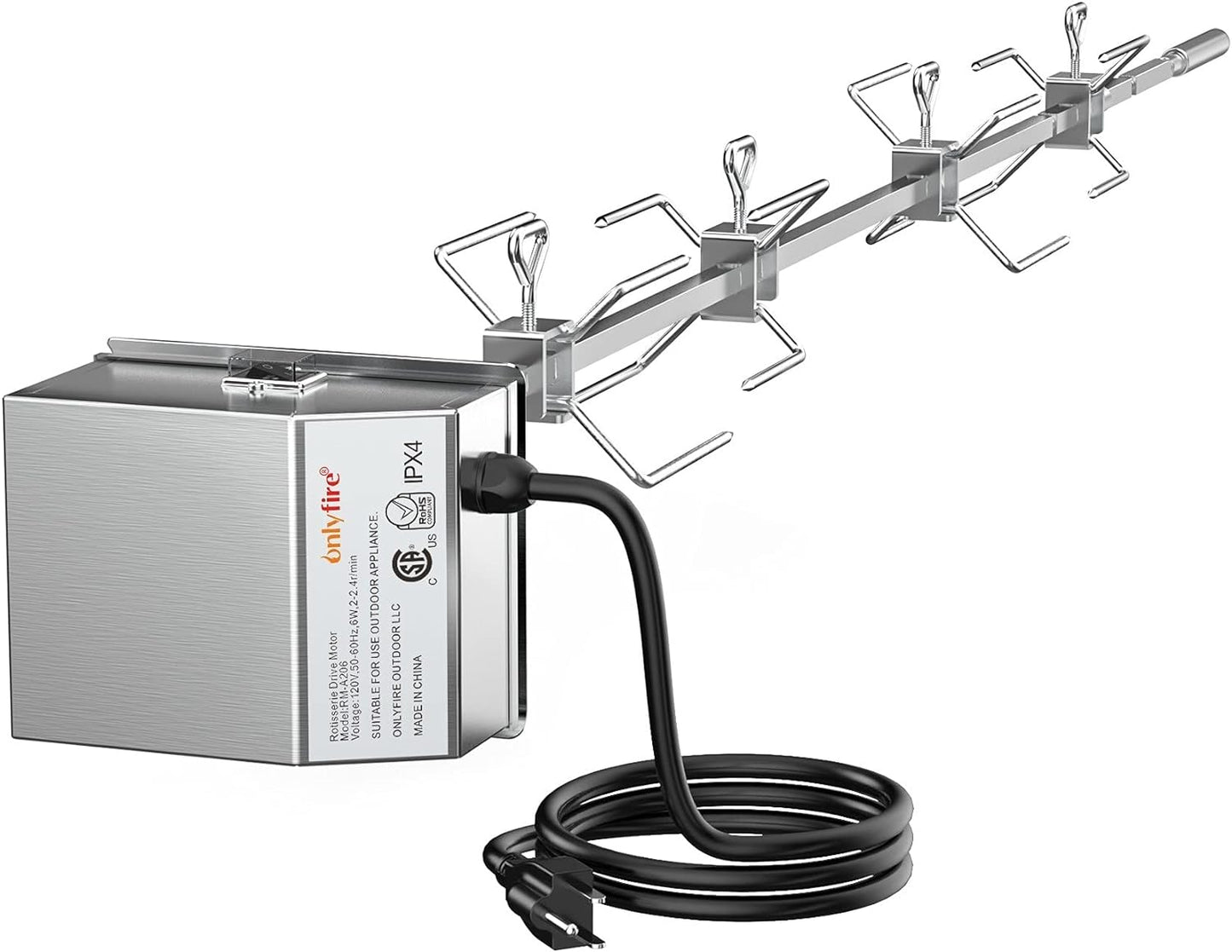 onlyfire Stainless Steel Grill Rotisserie Kit for Weber Grills