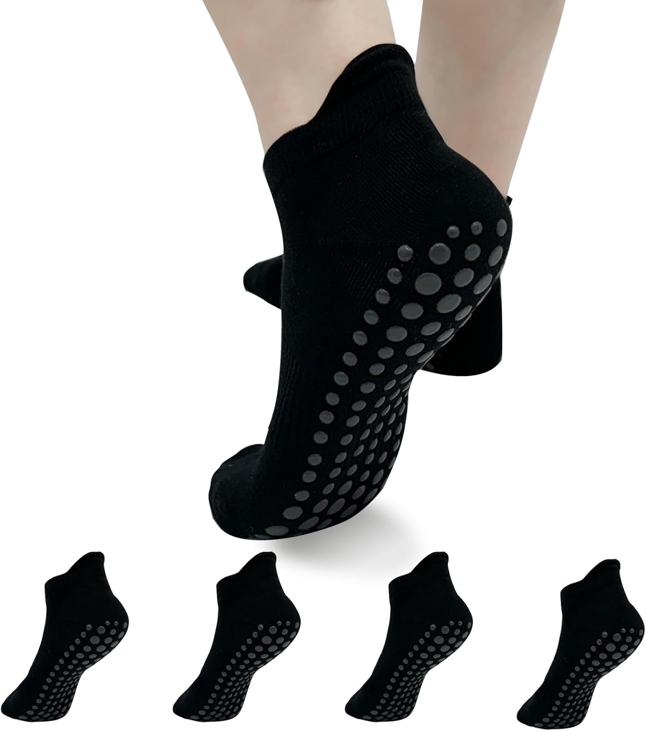 Non-Slip Pilates Grip Socks 4 Pairs