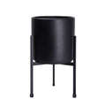 D'vine Dev Modern Black Cylinder Planter with Heavy Duty Stand