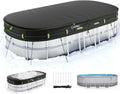 15x30 ft Winter Oval Pool Cover with Reflective Strips - Secure Solar
