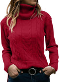 Langwyqu Womens Turtleneck Long Sleeve Cable Knit Sweater - Soft, Slim