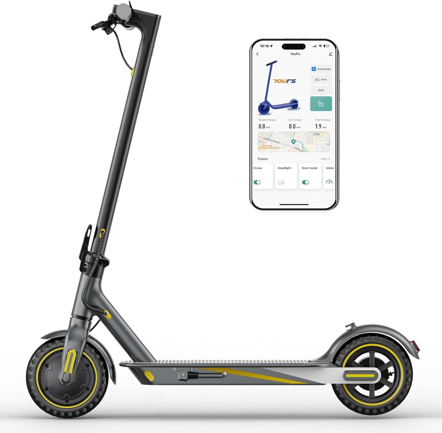 Electric Scooter for Adults with 21 MPH Speed and 19 Miles Range