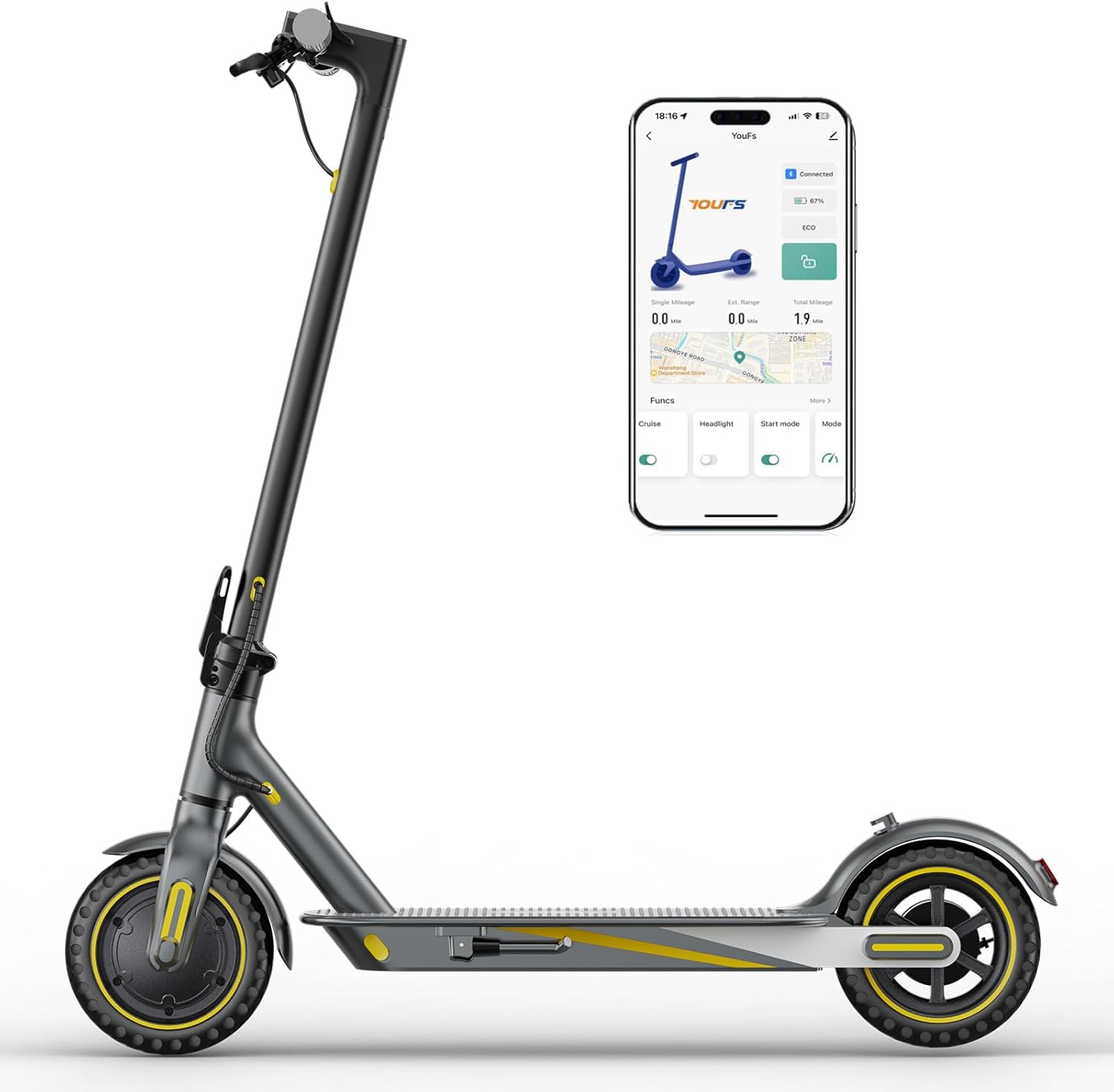 Electric Scooter for Adults with 21 MPH Speed and 19 Miles Range