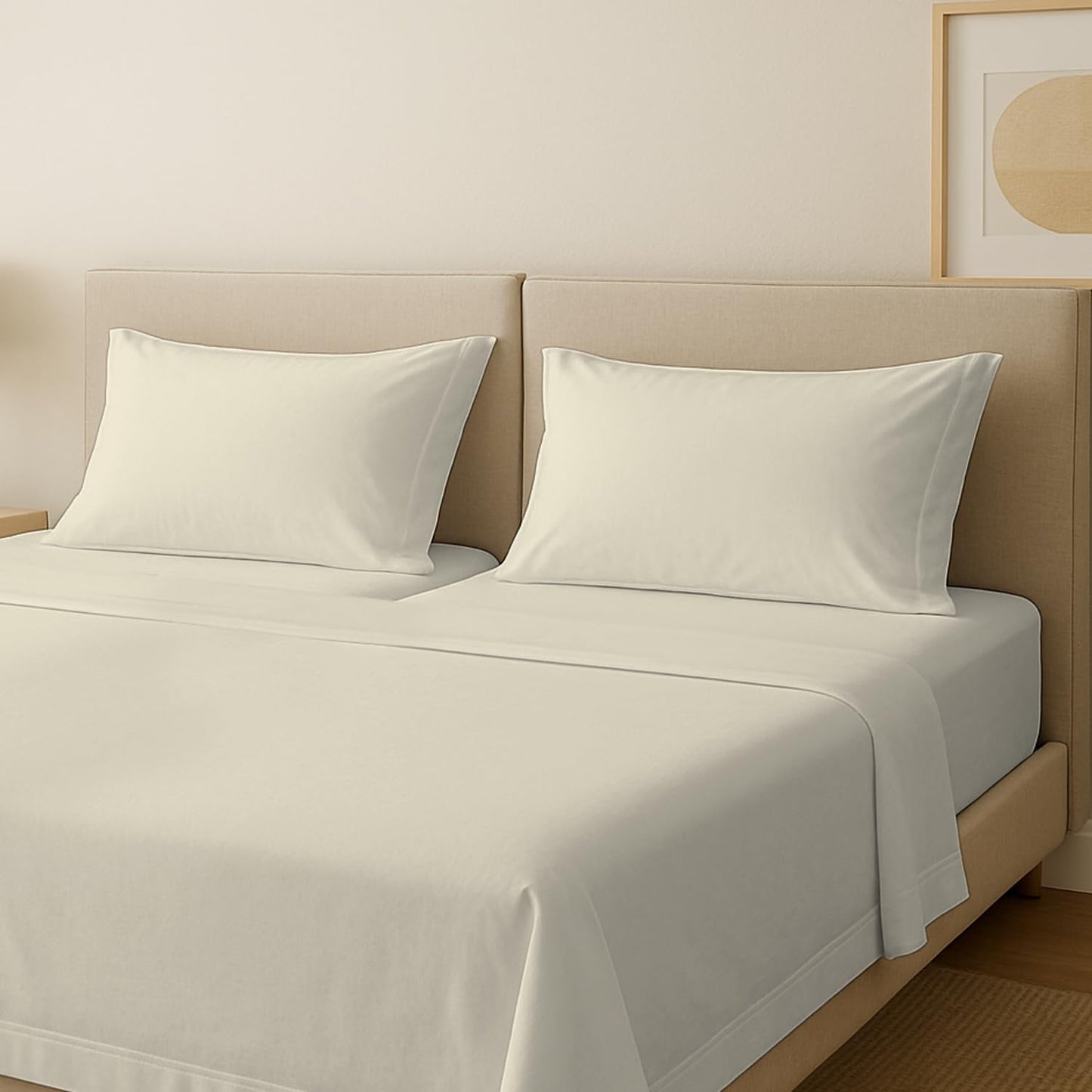 Carressa Linen Split King Sheets Set - 100% Egyptian Cotton Luxury