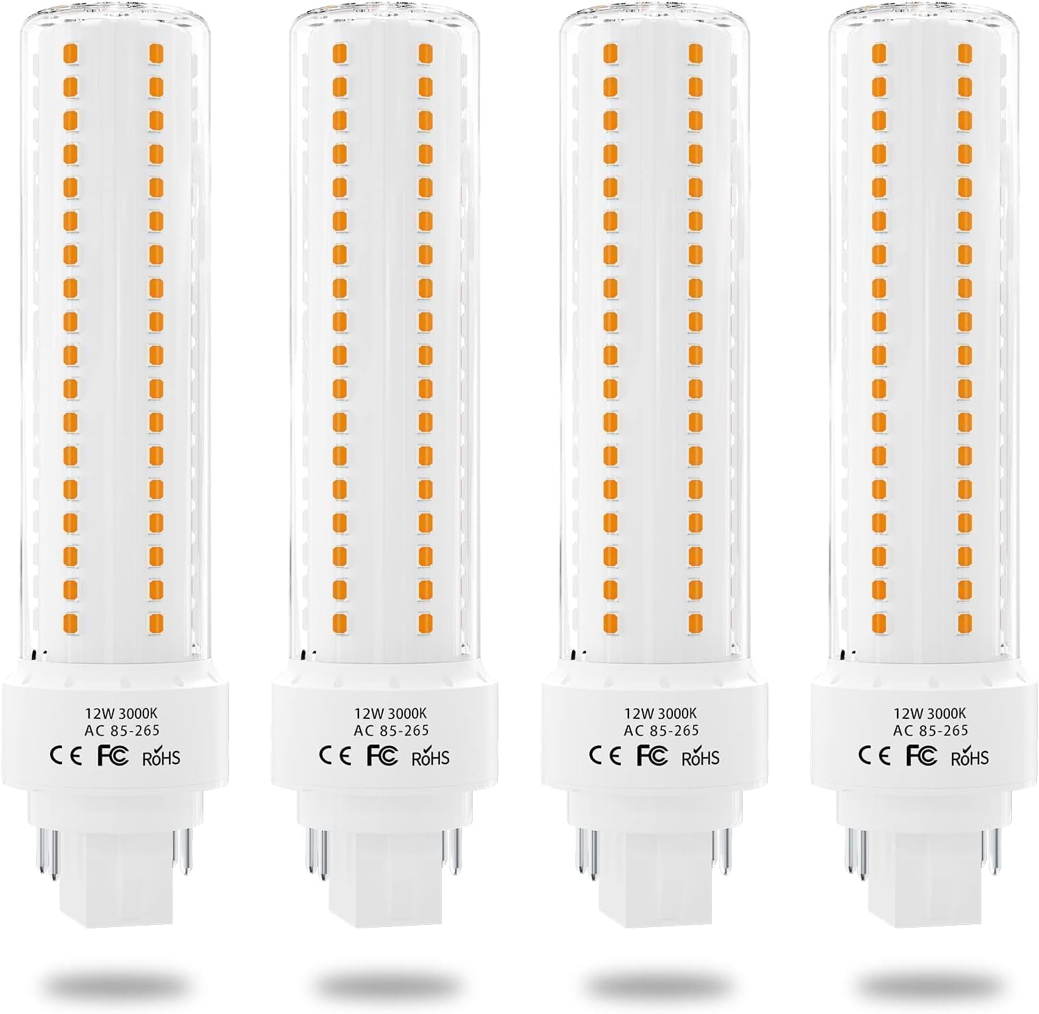 Gx24 4-Pin Base LED Bulb, 12W Warm White Light for Home
