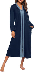 Ekouaer Women Zipper Robe Long Sleeve Loungewear (Style 99RQ)