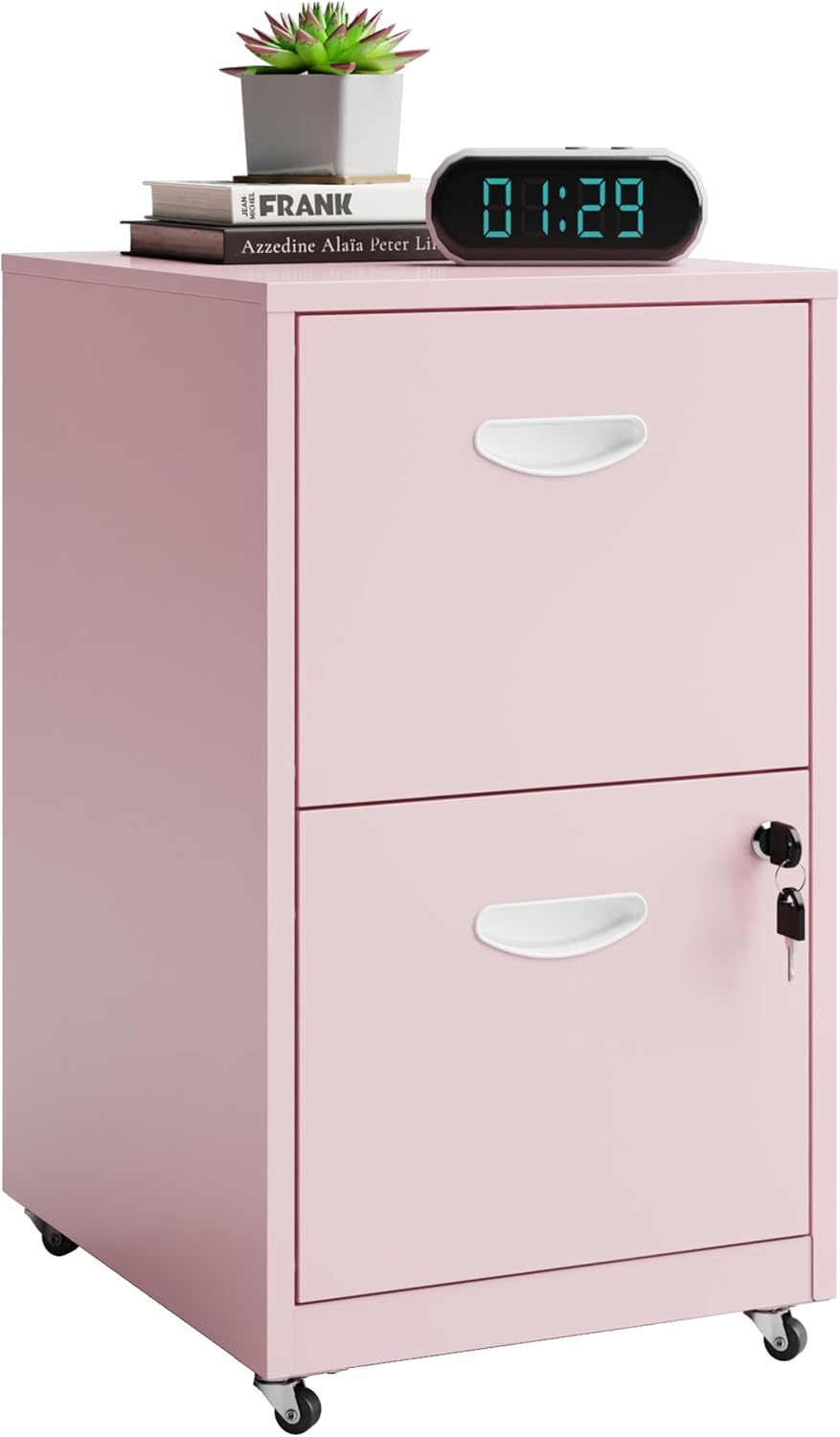 2 Drawer Rolling File Cabinet with Lock for Secure Storage