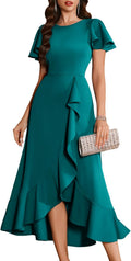 BeryLove Women Formal Party Dress Flutter Short Sleeve Cocktail Dress