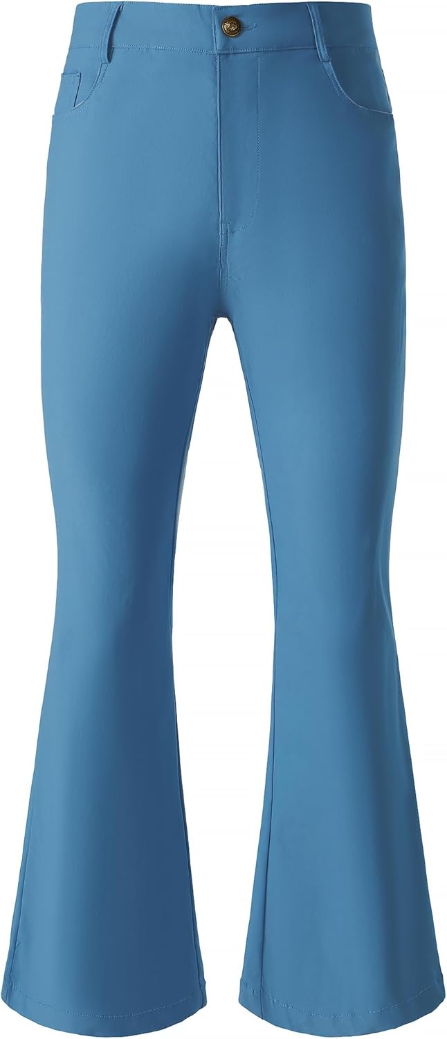 JOGAL Mens Bell Bottom Pants for 70s Disco and Retro Style