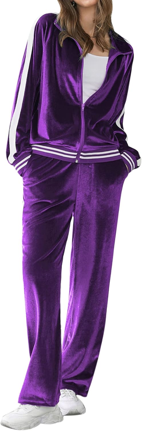 Ekouaer Women's Velvet Velor Tracksuits for Cozy Comfort
