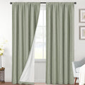 Linen Look 100% Blackout Curtains 95 in Sage - Full Light Blocking