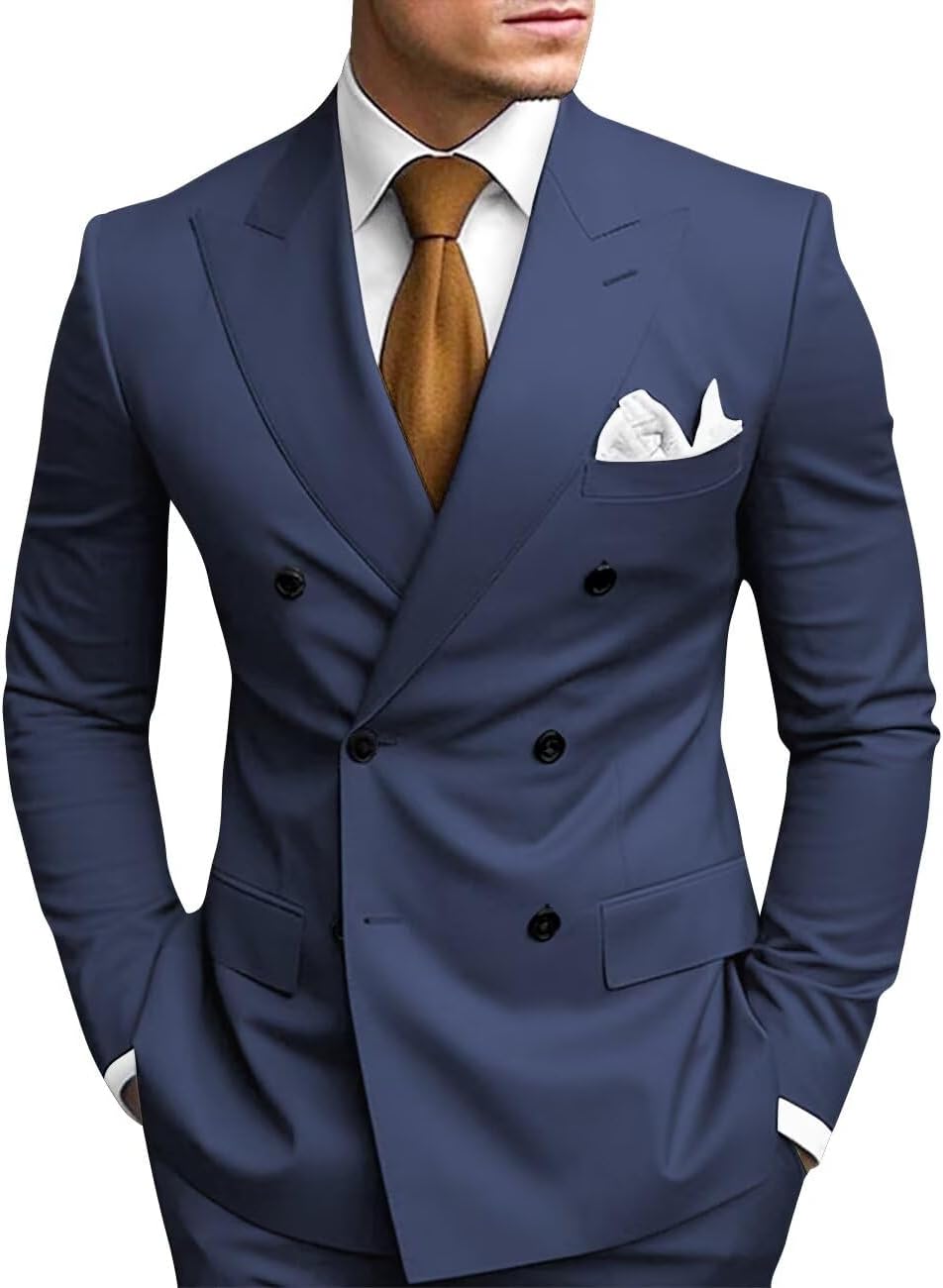 2 Piece Double Breasted Suit for Men Slim Fit Stylish Look