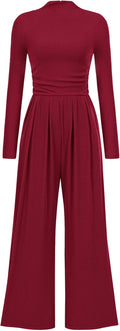 PRETTYGARDEN Mock Neck Jumpsuit for Women - Dressy Fall Romper Shoes