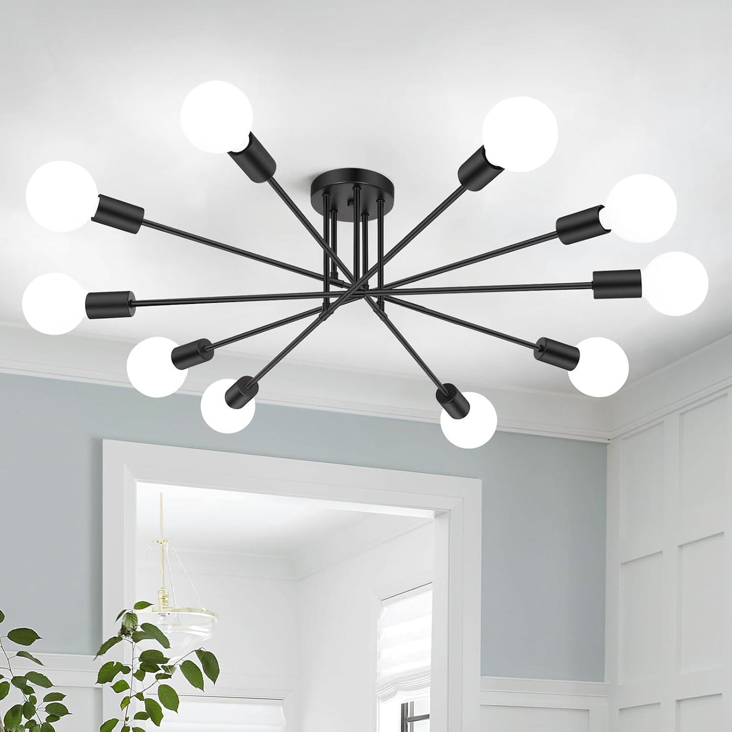 Modern Sputnik Chandelier 10-Light Ceiling Fixture for Home