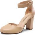 DREAM PAIRS Women's High Heel Ankle Strap Closed Toe Chunky Pumps be