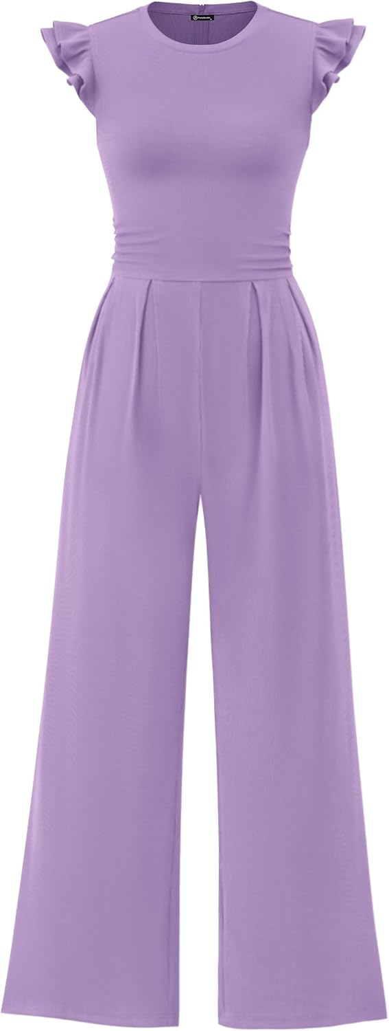 Stylish Summer Jumpsuits for Women with Ruffle Cap Sleeves