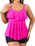 Yonique Plus Size Tankini Swimsuit Two-Piece - Tummy Control Ruffle