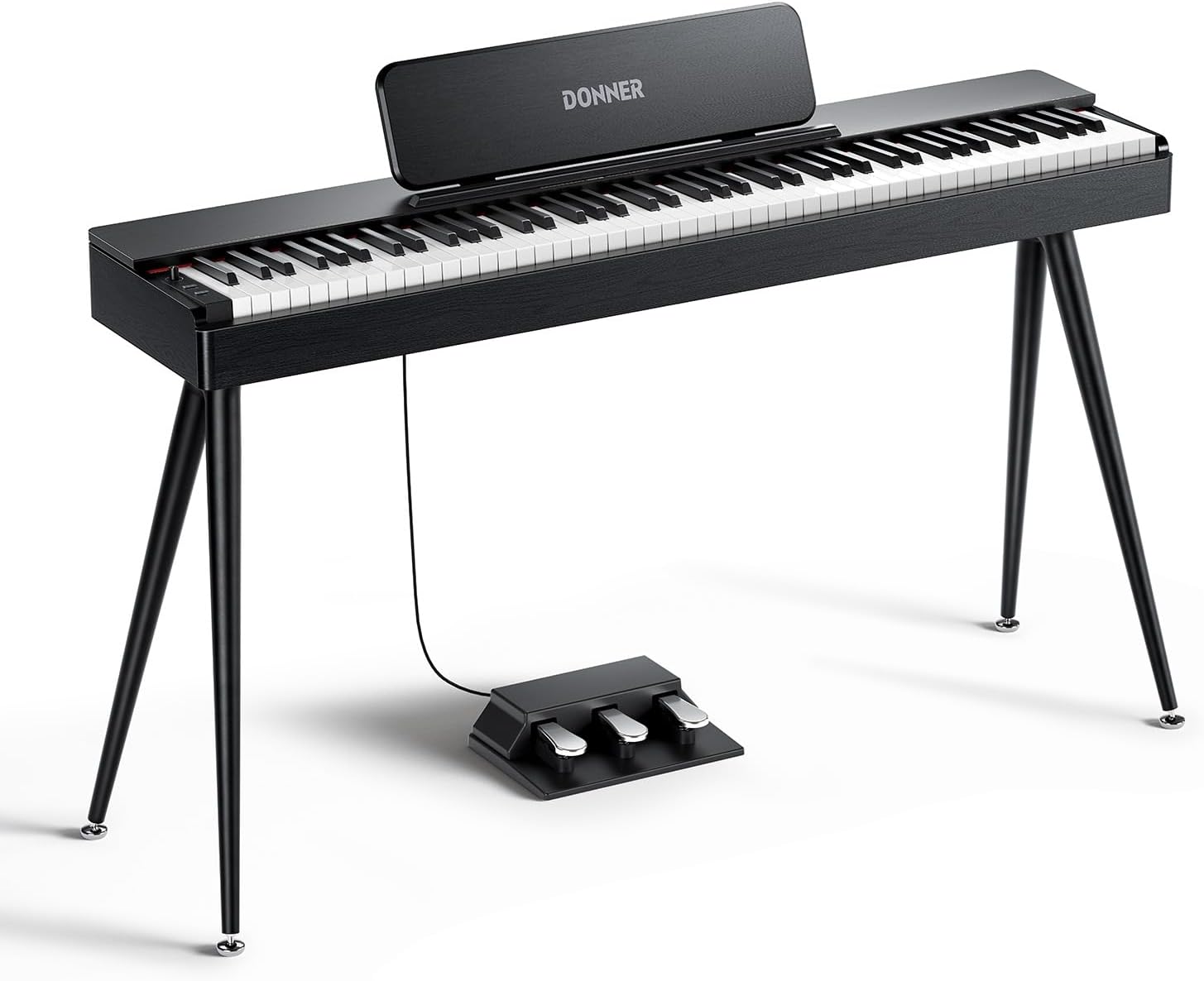 88 Key Digital Piano: Graded Hammer Weighted Keyboard, Bluetooth, 3 Demos - BLACK