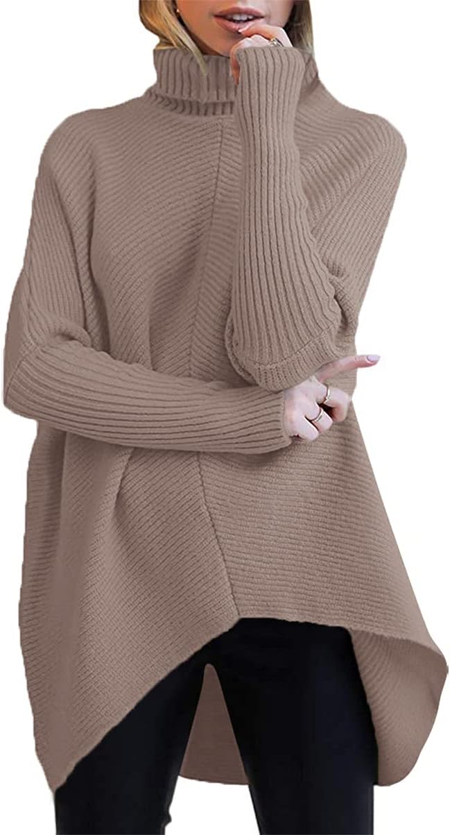 Oversized Turtleneck Batwing Long Sleeve Cozy Knit Sweater