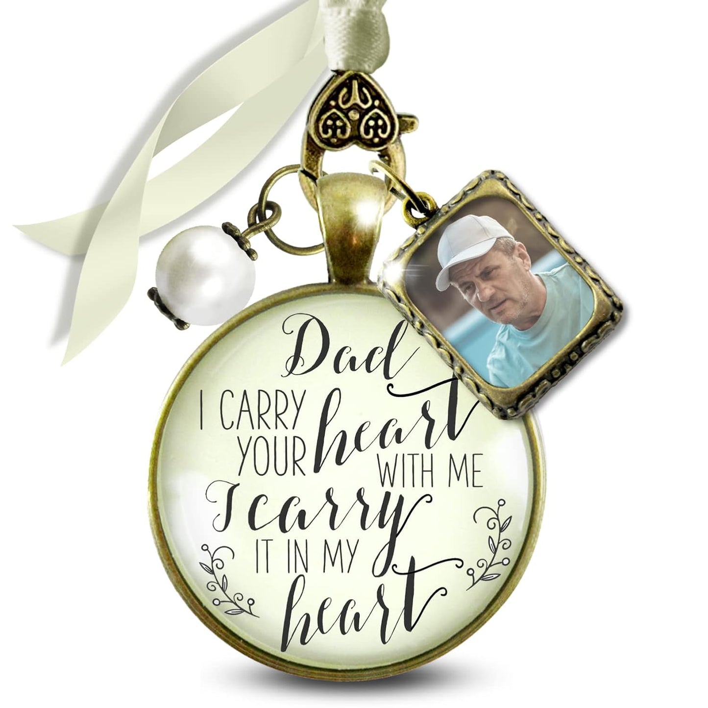 Wedding Bouquet Charm for Dad I Carry Your Heart Every Day