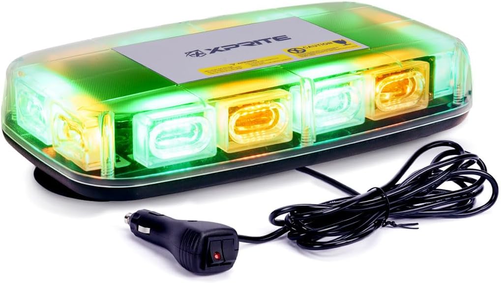 Xprite Upgraded 12in 72LED Rooftop Mini Strobe Lights for Safety